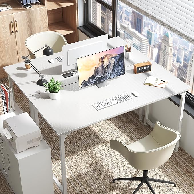 Huuger Computer Desk, 55 Inch Home Office Desk, Gaming Writing Work from Home - Image 6