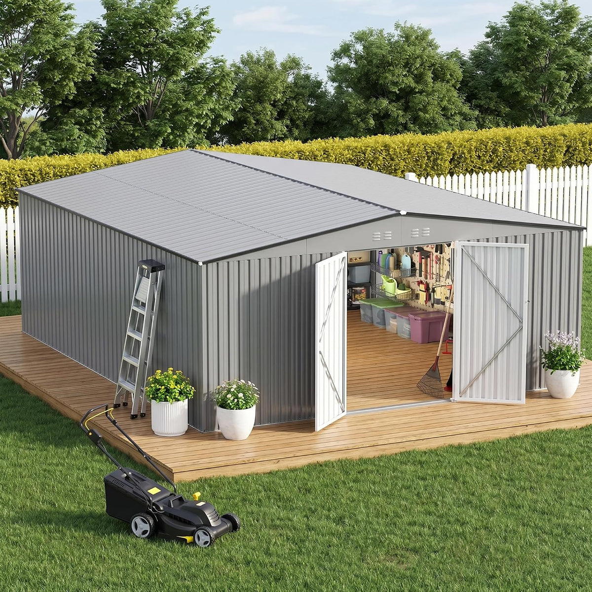 12 ft outdoor storage shed, heavy-duty galvanized steel, main product view