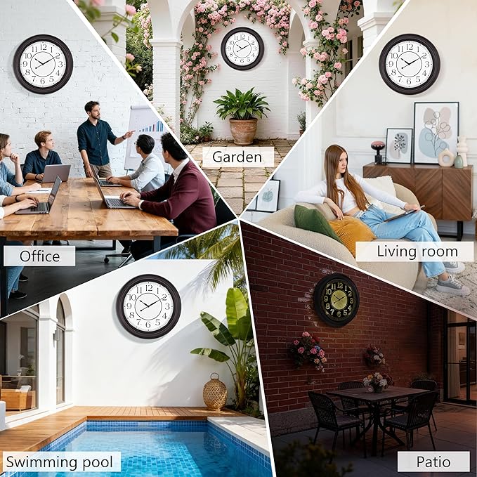 Koosome 18 Inch Lighted Wall Clock Outdoor Clocks - Image 6