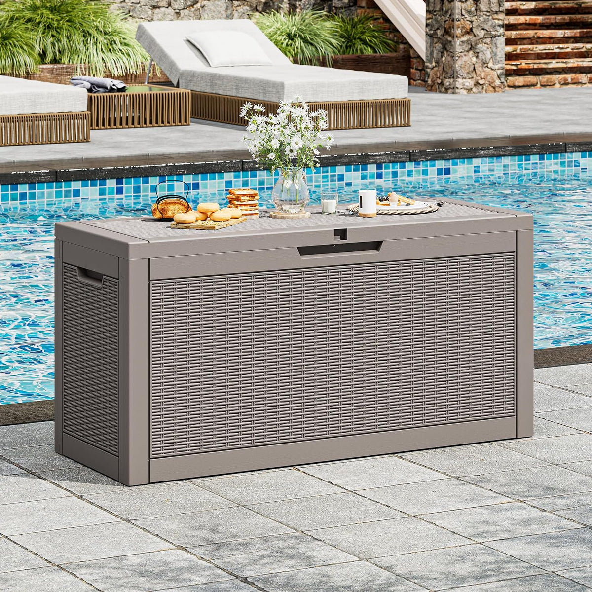 outdoor storage box waterproof, 75 gallon deck box, main product view