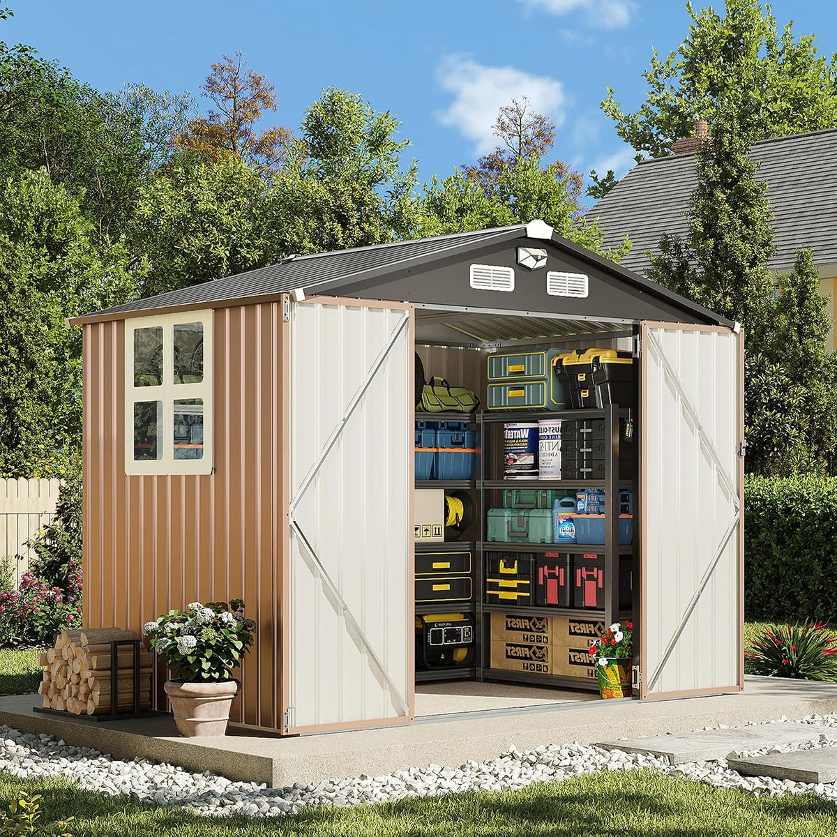 8x6ft outdoor storage shed, tool shed with sloping, main product view