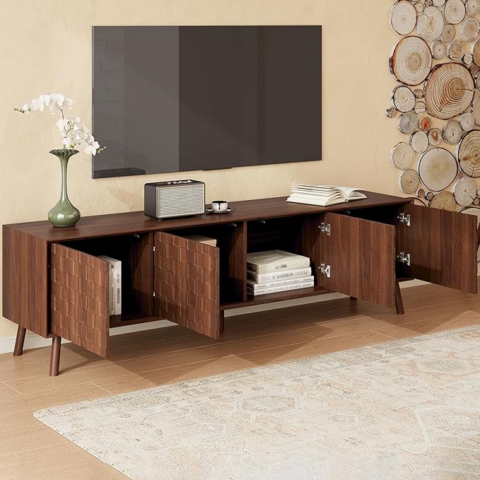 Virubi Mid-Century Modern TV Stand, Entertainment Center - Image 2