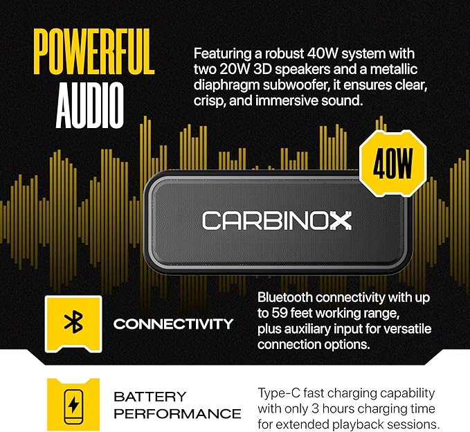 CARBINOX Portable Bluetooth Speaker - Image 2