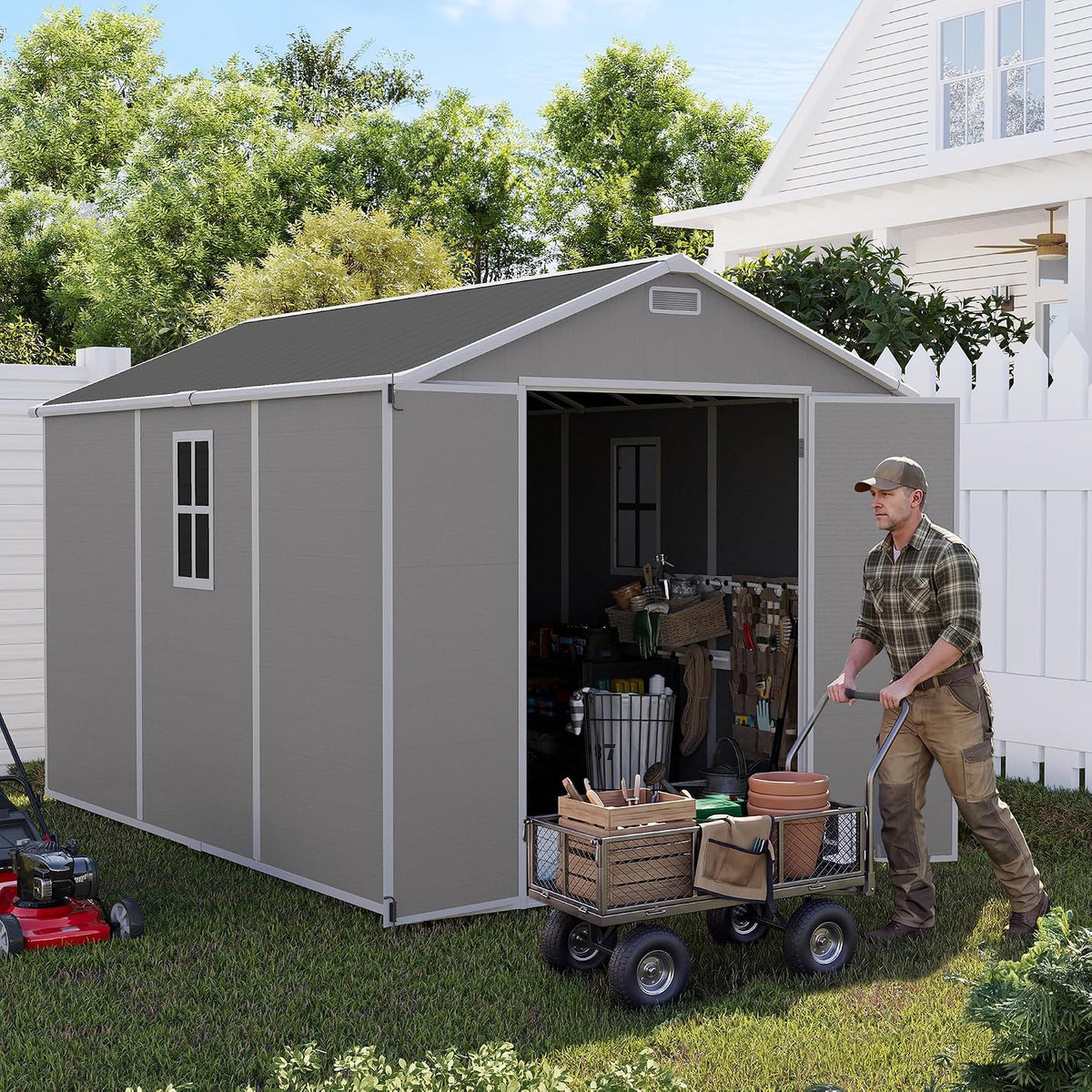udpatio resin storage shed 7.5x12ft, outdoor plastic garden, main product view