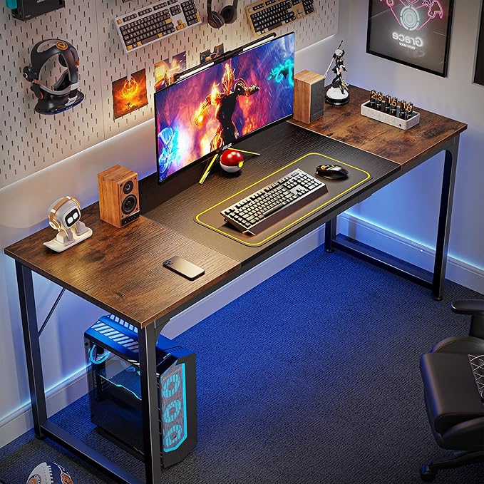 Huuger Computer Desk, 63 Inch Office Desk, Gaming Desk - Image 4