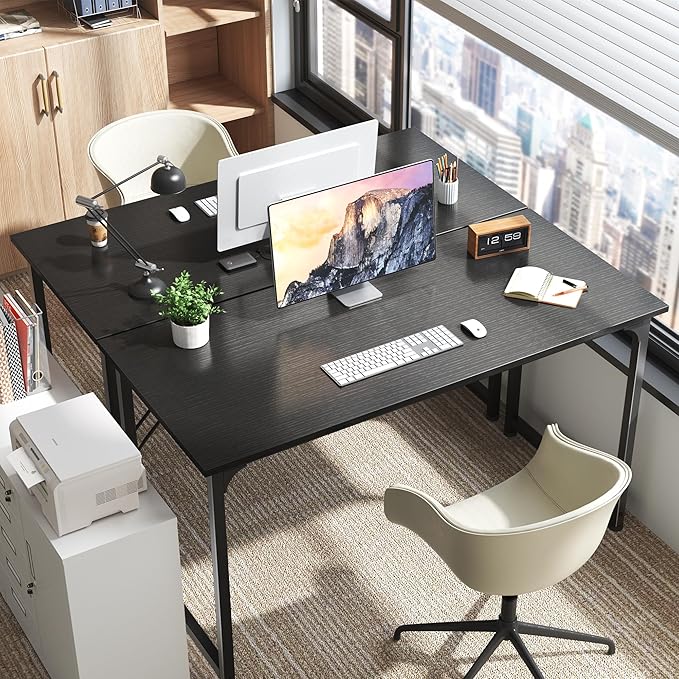 Huuger Computer Desk, 55 Inch Home Office Desk, Gaming Writing Work from Home - Image 9