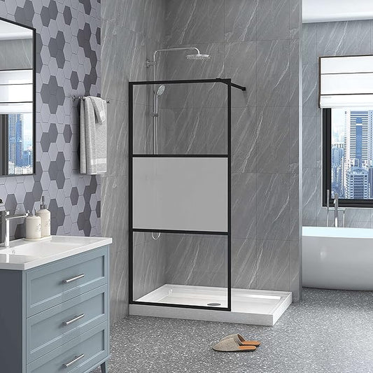 Goodyo Shower Door 34“ X 72” Fixed Frost Tempered Glass Shower Screen Panel by Goodyo