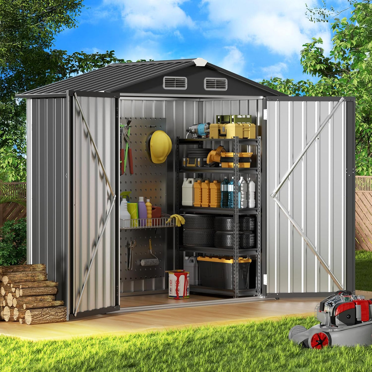 5.6 x 3.2 ft outdoor metal storage shed, main product view
