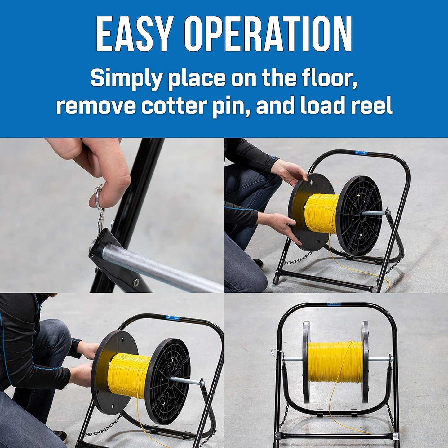 Jonard Tools CC-2721 High Durability Steel Cable Caddy, Holds Cable Reels Up To 20" Diameter and 100 lb Capacity