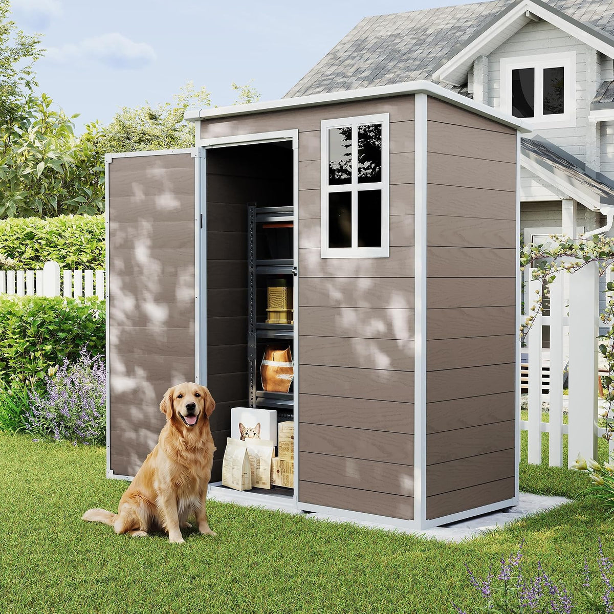 udpatio outdoor storage shed 5x3 ft, garden resin, main product view