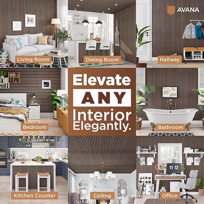 Avana Acoustic Wood Wall Panels – 94.4 X 12.6 Inch Walnut Acoustic Panels 4 PCs - Image 3