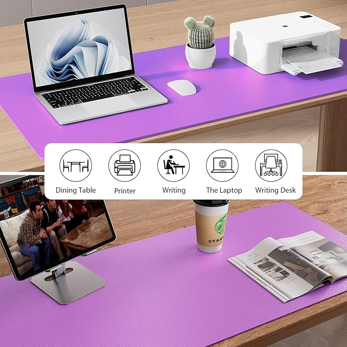 Aothia Leather Desk Pad Protector, Mouse Pad, Office Desk Mat, Non-Slip PU - Image 5
