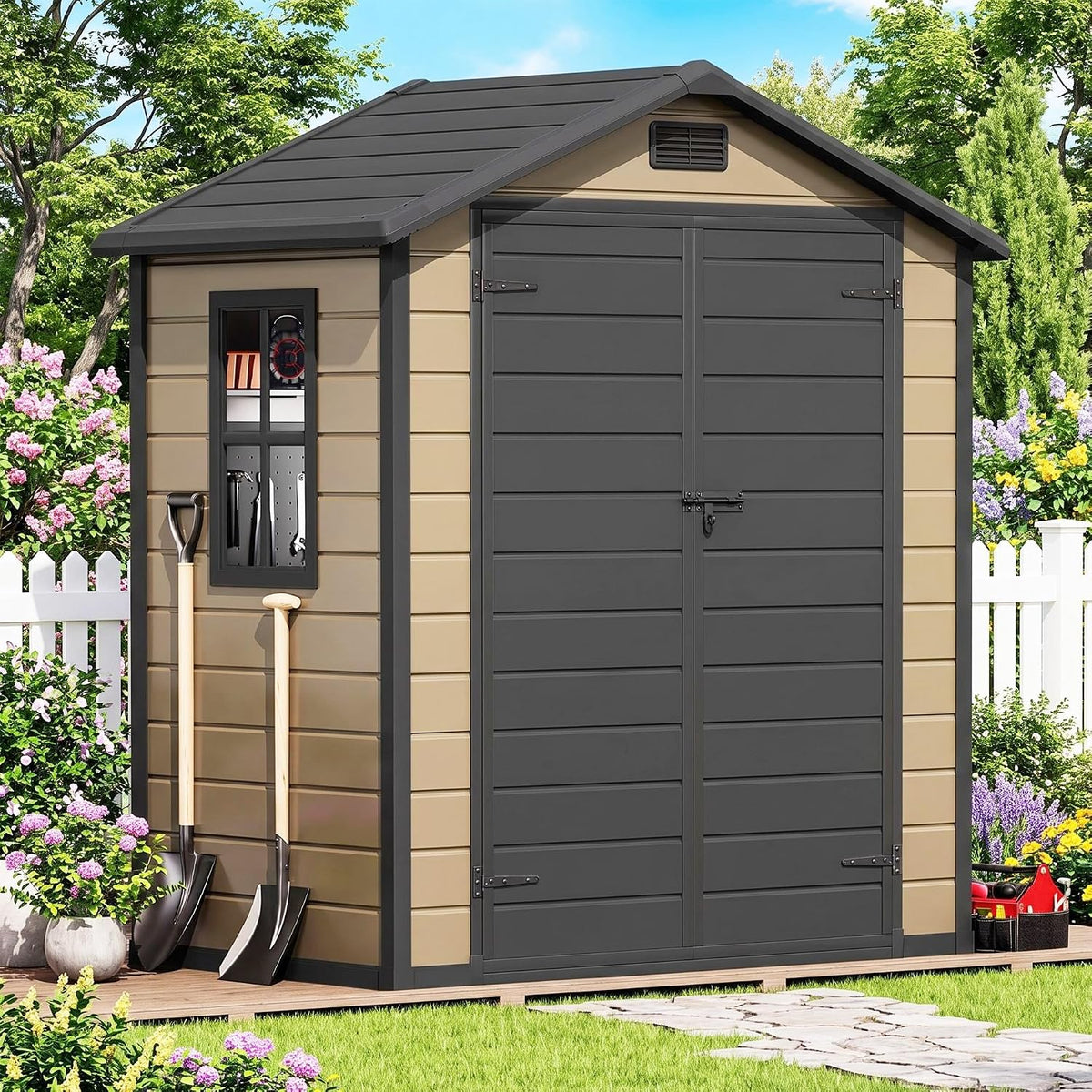dwvo 6x4 ft resin outdoor storage shed with, main product view