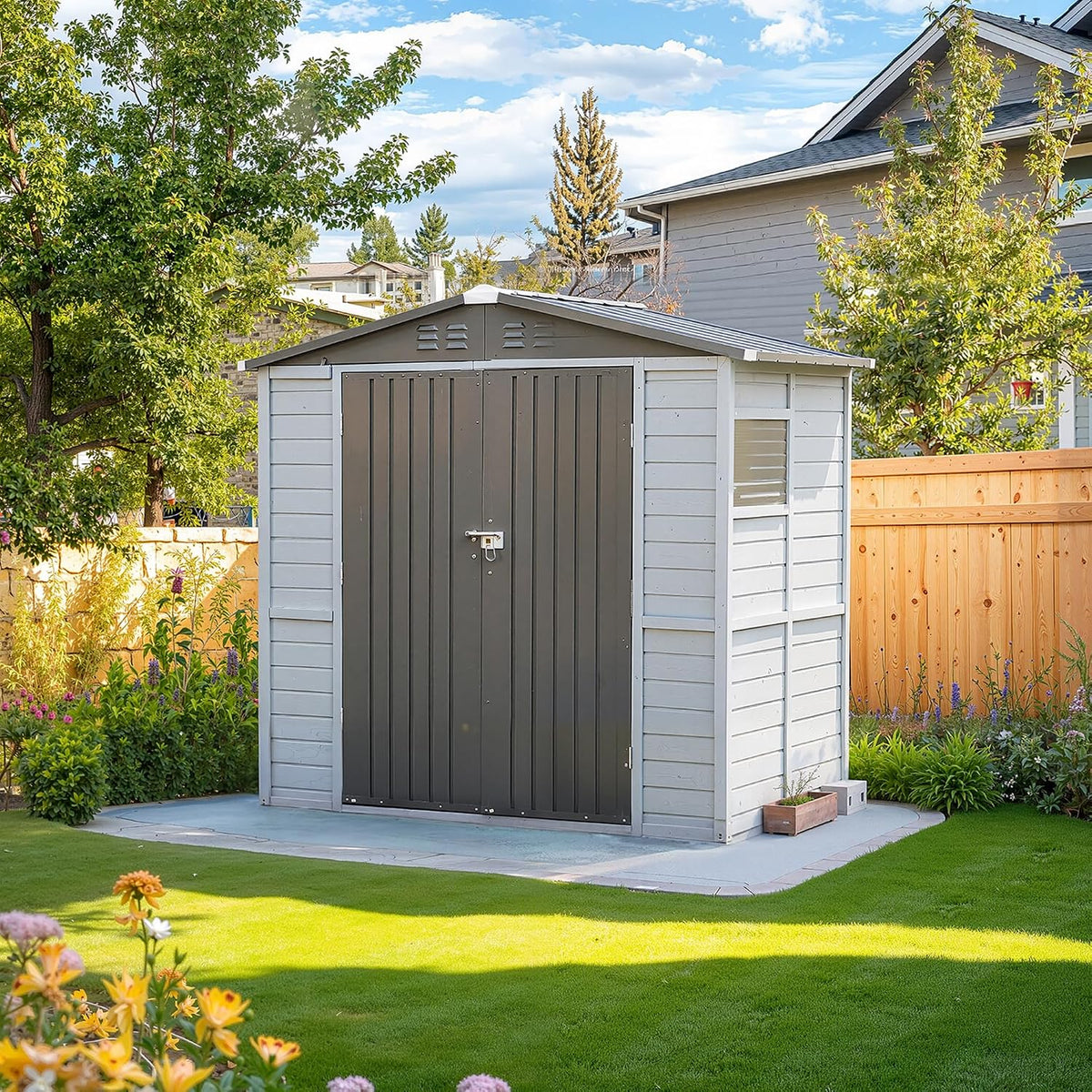 6x4 ft outdoor wood storage shed, garden tool, main product view