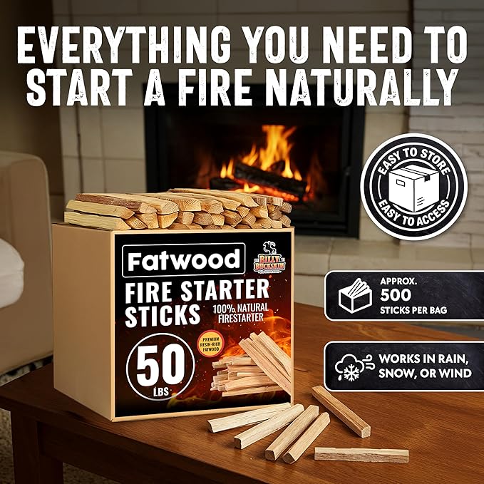 50lb Fatwood Fire Starter Sticks | 100% Natural Fire Starters - Image 4