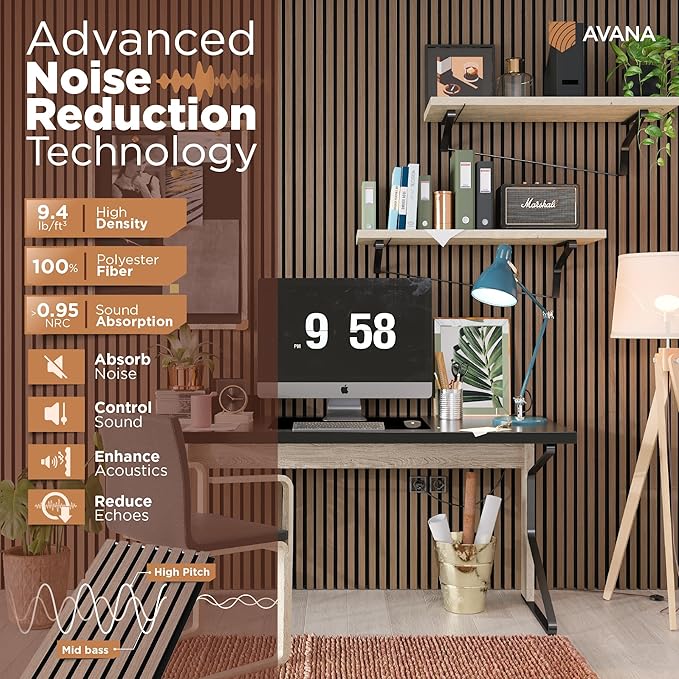 Avana Acoustic Wood Wall Panels – 94.4 x 12.6 Inch Smoke Walnut Acoustic Panels - Image 5