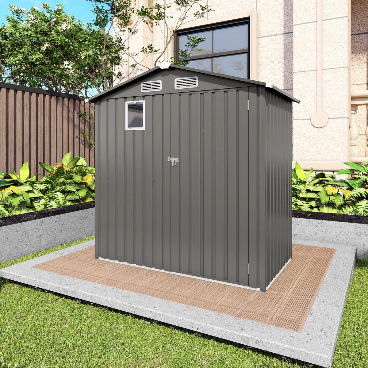 6x3.5 ft outdoor storage shed, small metal garden, main product view