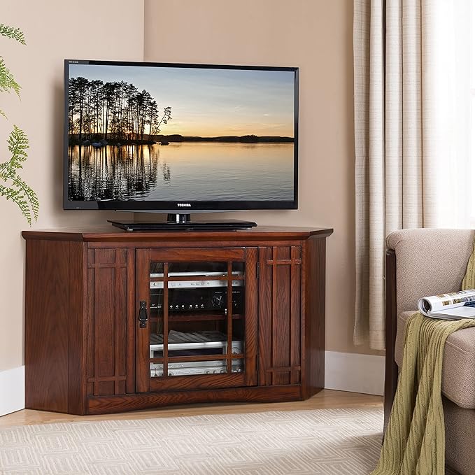 Leick Home 82285 Mission Corner TV Stand Made from Solid Wood, One Door and - Image 4
