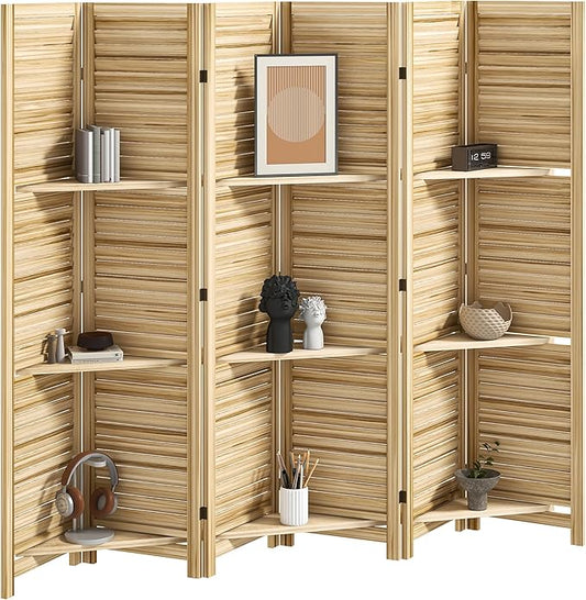 HOMCOM Room Divider, 6 Panel 67" Tall Wood Privacy Screen by HOMCOM