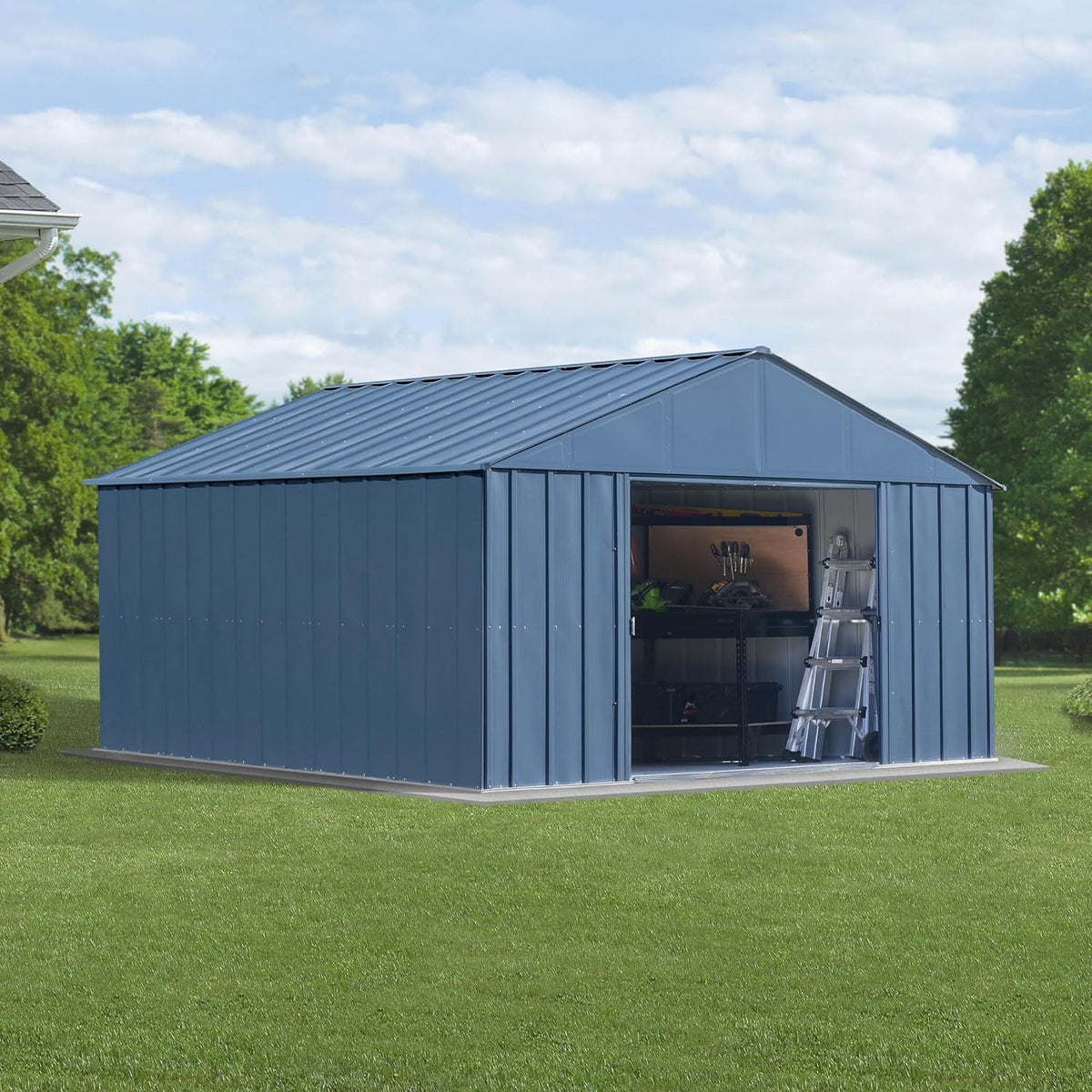 arrow classic metal shed, 12 x 12, blue, main product view