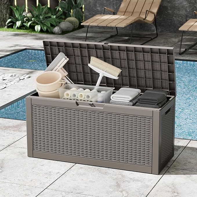 Outdoor Storage Box, 60 Gallon Outside Deck Box Waterproof, Resin Outdoor - Image 4