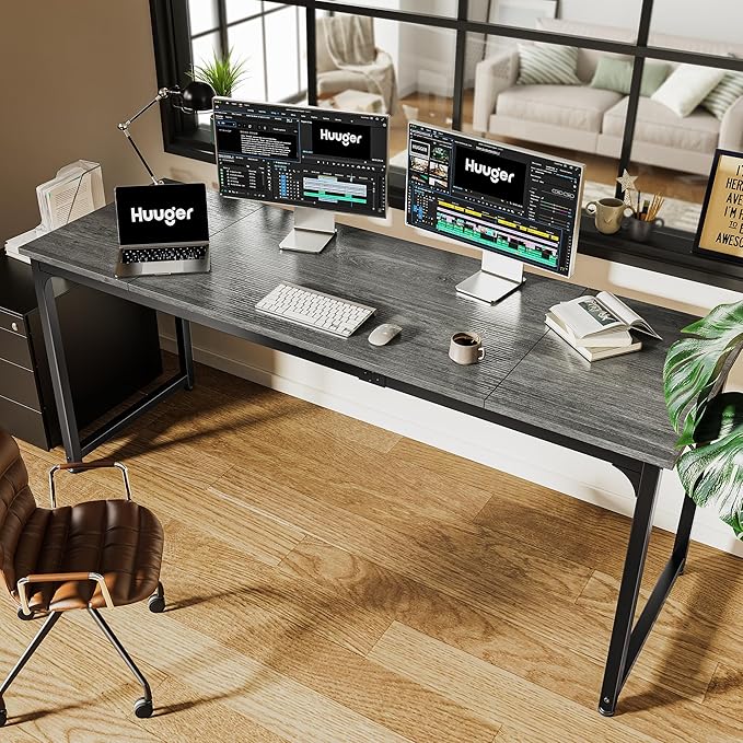 Huuger Computer Desk, 70 Inch Office Desk, Gaming Desk - Image 6