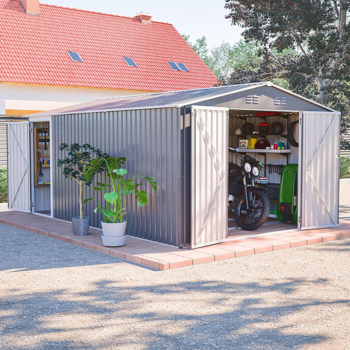 yopto 10x14 ft outdoor storage shed,metal shed w/lockable, main product view