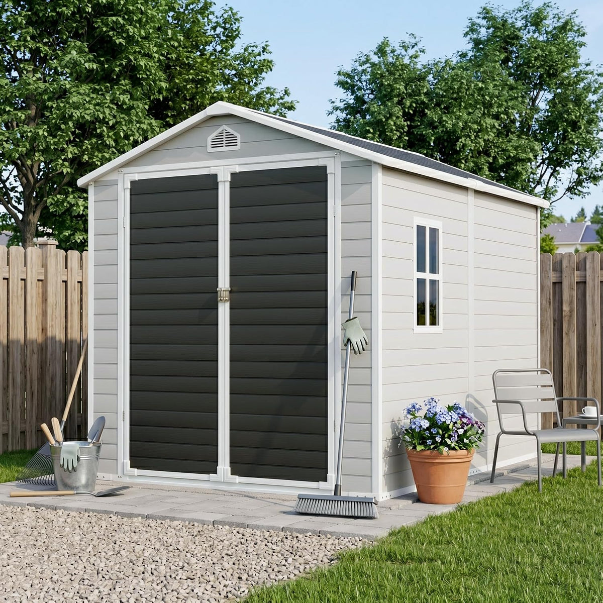 restland 6x8 ft resin storage shed with floor, main product view