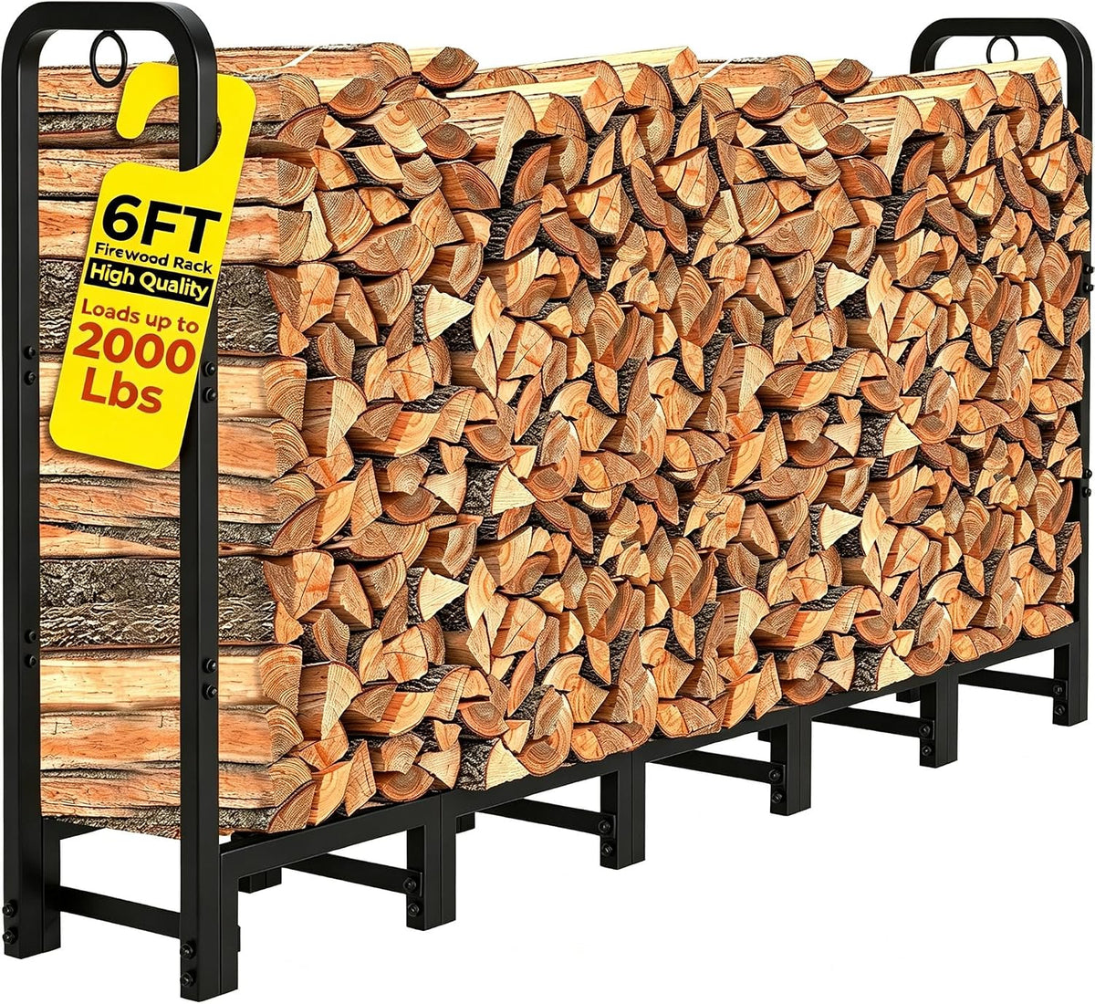 amagabeli 6ft firewood rack outdoor heavy duty adjustable, main product view