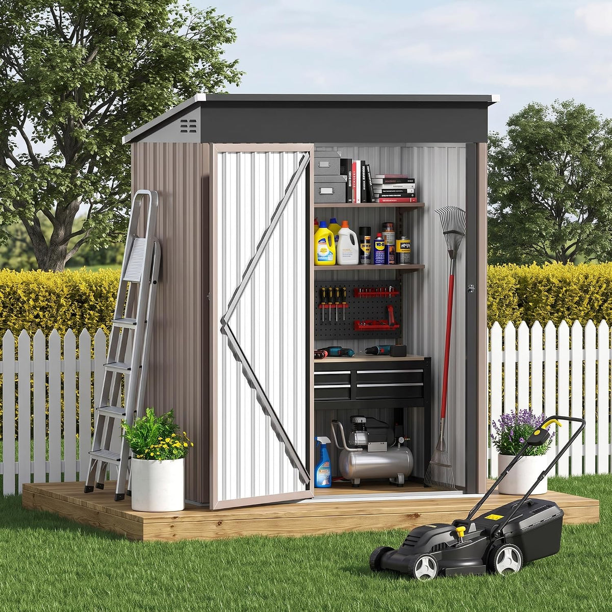 3 ft outdoor storage shed, waterproof metal garden, main product view