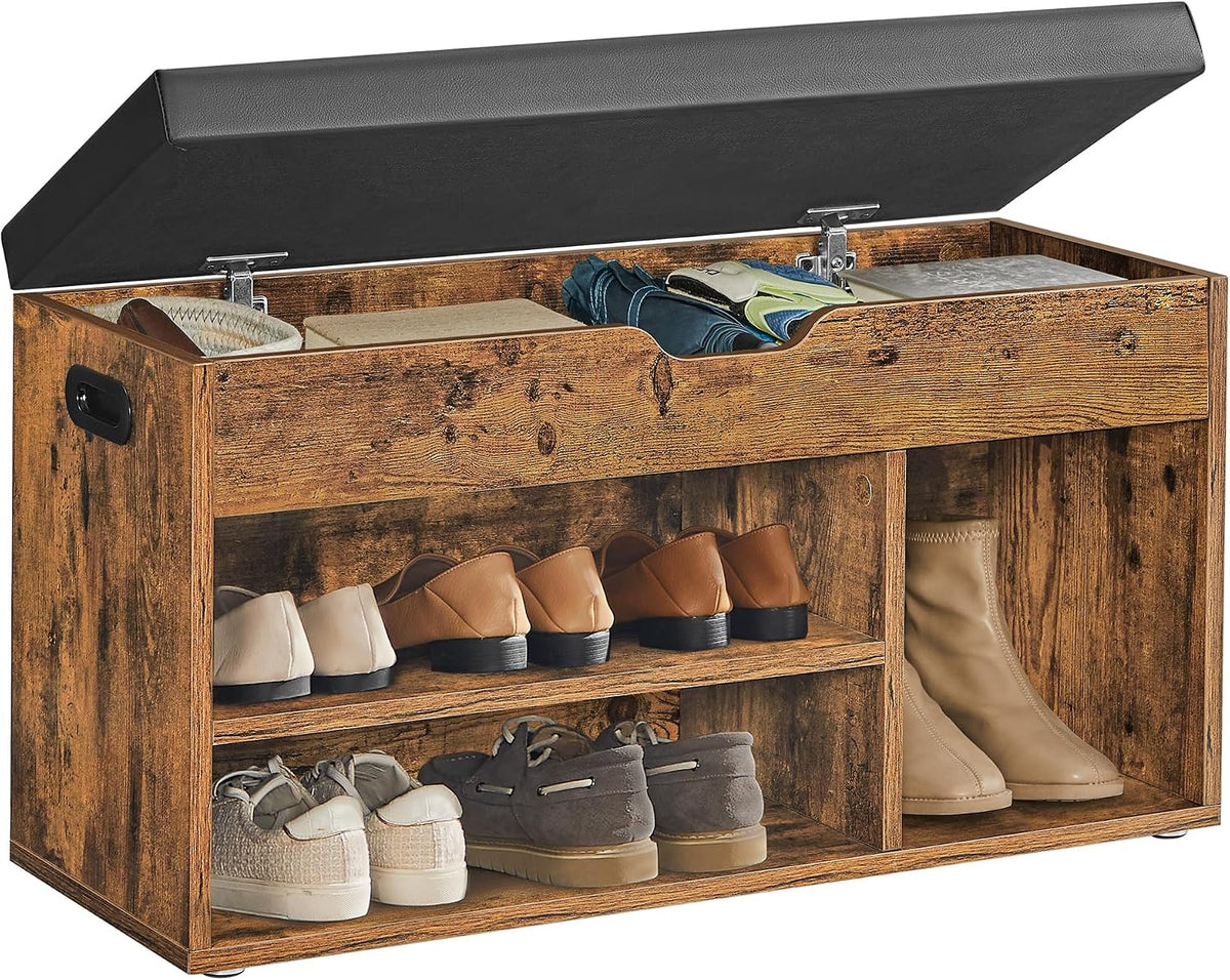 vasagle storage bench with cushion, shoe bench,11.8 x, main product view