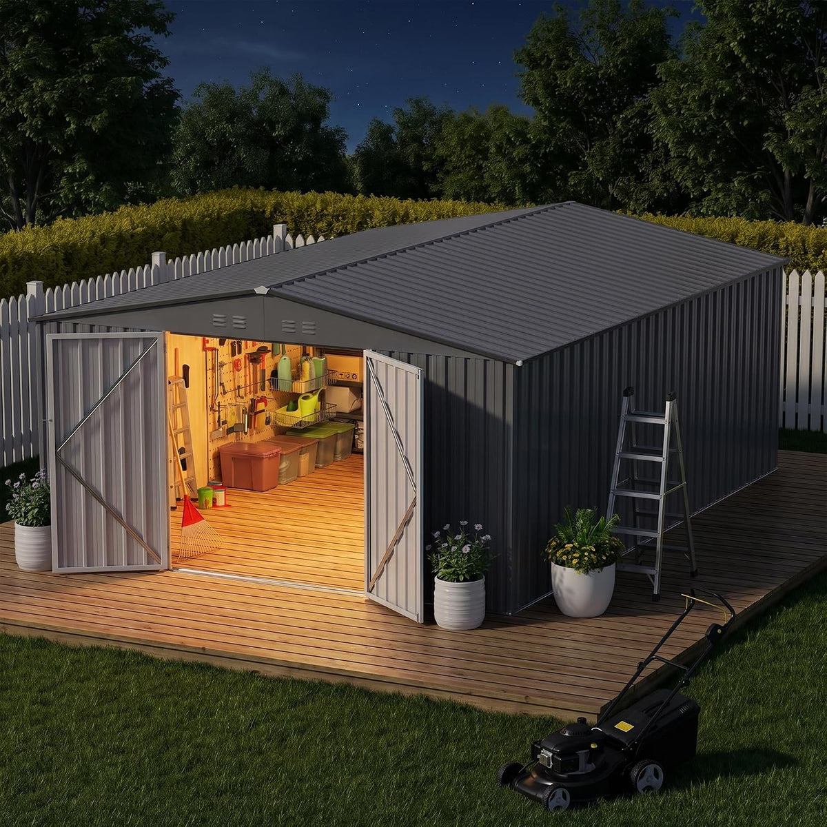 12 ft outdoor storage shed, heavy duty metal, main product view