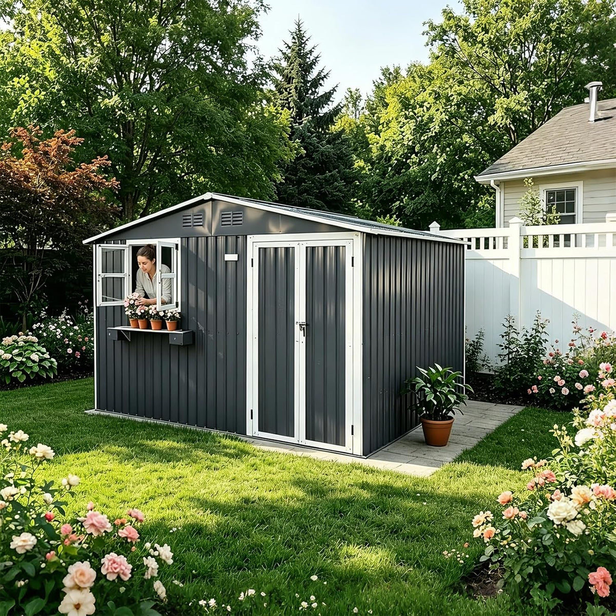 10x8 ft outdoor storage shed with 2 clear, main product view