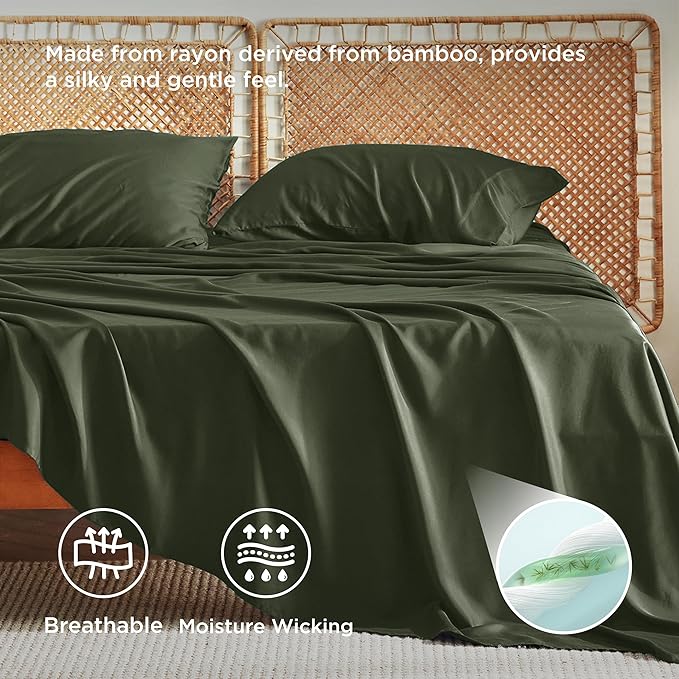 Bedsure Full Size Bed Sheets, Cooling Sheets, Rayon Derived from Bamboo - Image 3