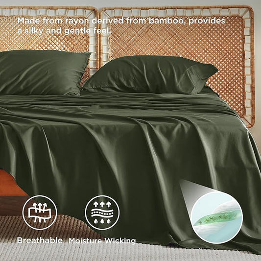 Bedsure Full Size Bed Sheets, Cooling Sheets, Rayon Derived from Bamboo - Image 3