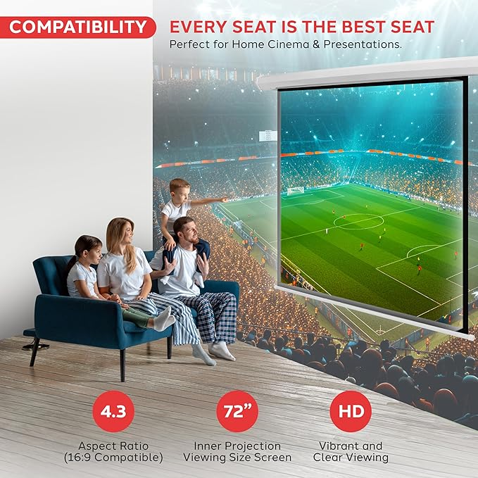 Pyle 72" Portable Motorized Matte White Projector Screen - Image 4