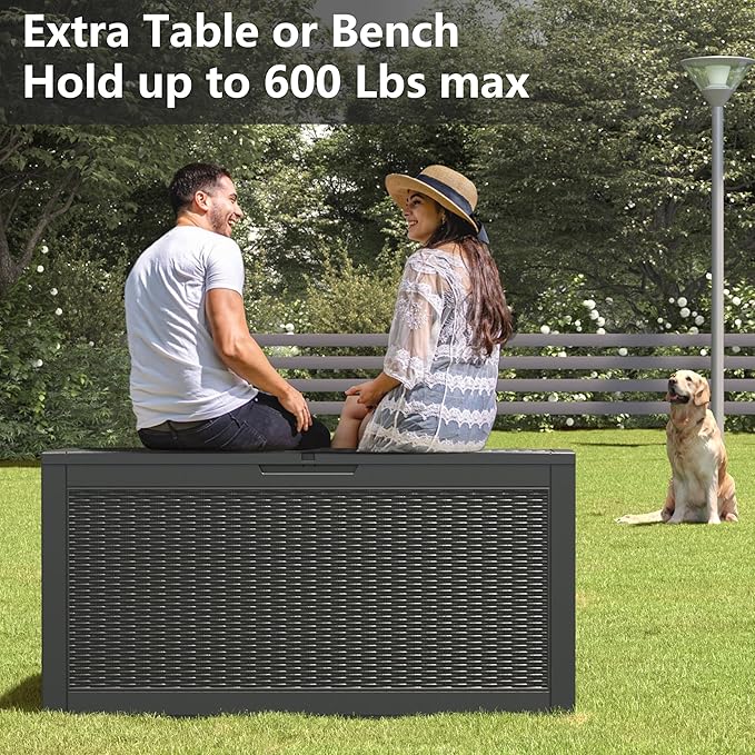 NUNU LAB 102 Gallon Large Waterproof Resin Deck Box, Lockable Outdoor Storage - Image 4