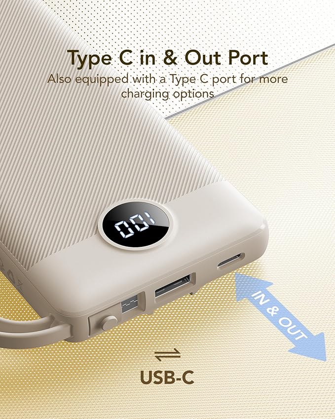 VRURC Portable Charger Power Bank, 10000mAh Travel Essentials Battery Pack - Image 5