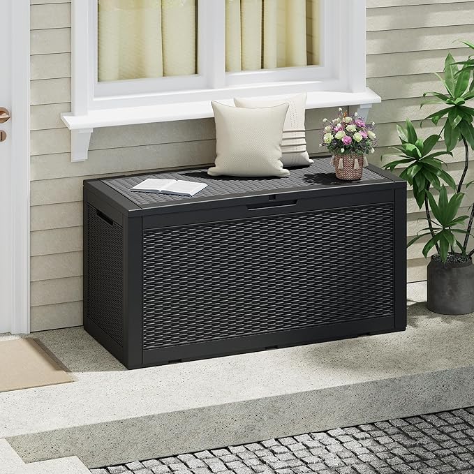 NUNU LAB 102 Gallon Large Waterproof Resin Deck Box, Lockable Outdoor Storage - Image 5