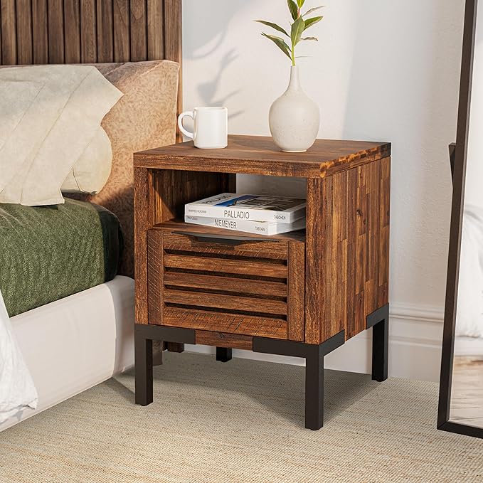 Bme Millie Solid Acacia Wood Rustic Nightstand - Image 6