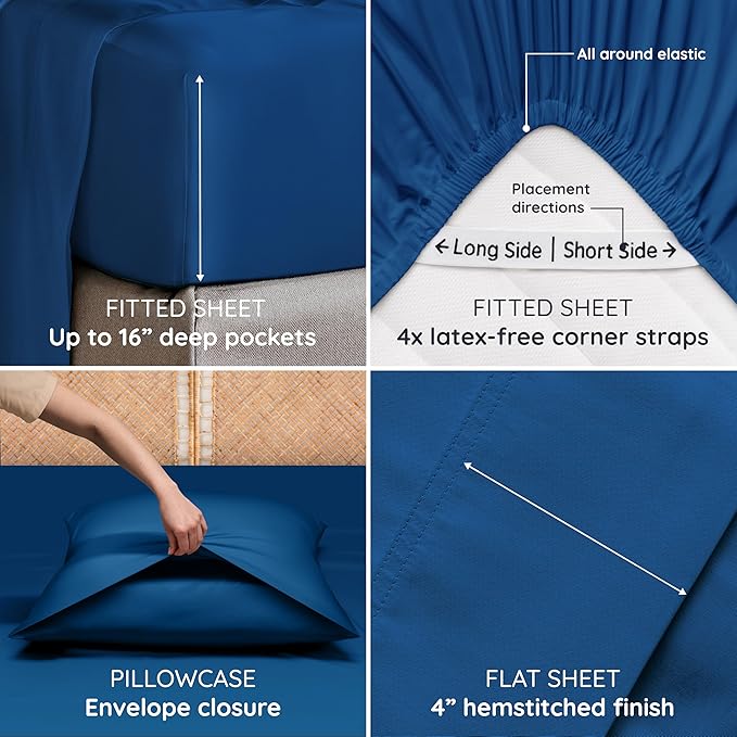 Bambaw 100% Viscose Derived from Bamboo Sheets Deep Pockets Queen Size Set – - Image 5