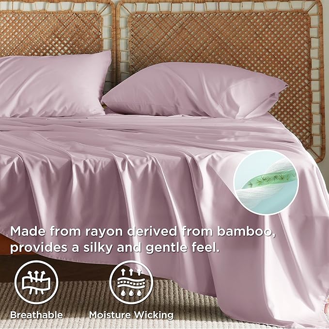 Bedsure Full Size Bed Sheets, Cooling Sheets, Rayon Derived from Bamboo - Image 2