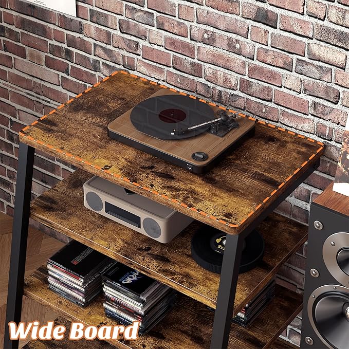 Besiost AV Media Stand with Outlets, Media Console with LED Lights, Stereo - Image 4