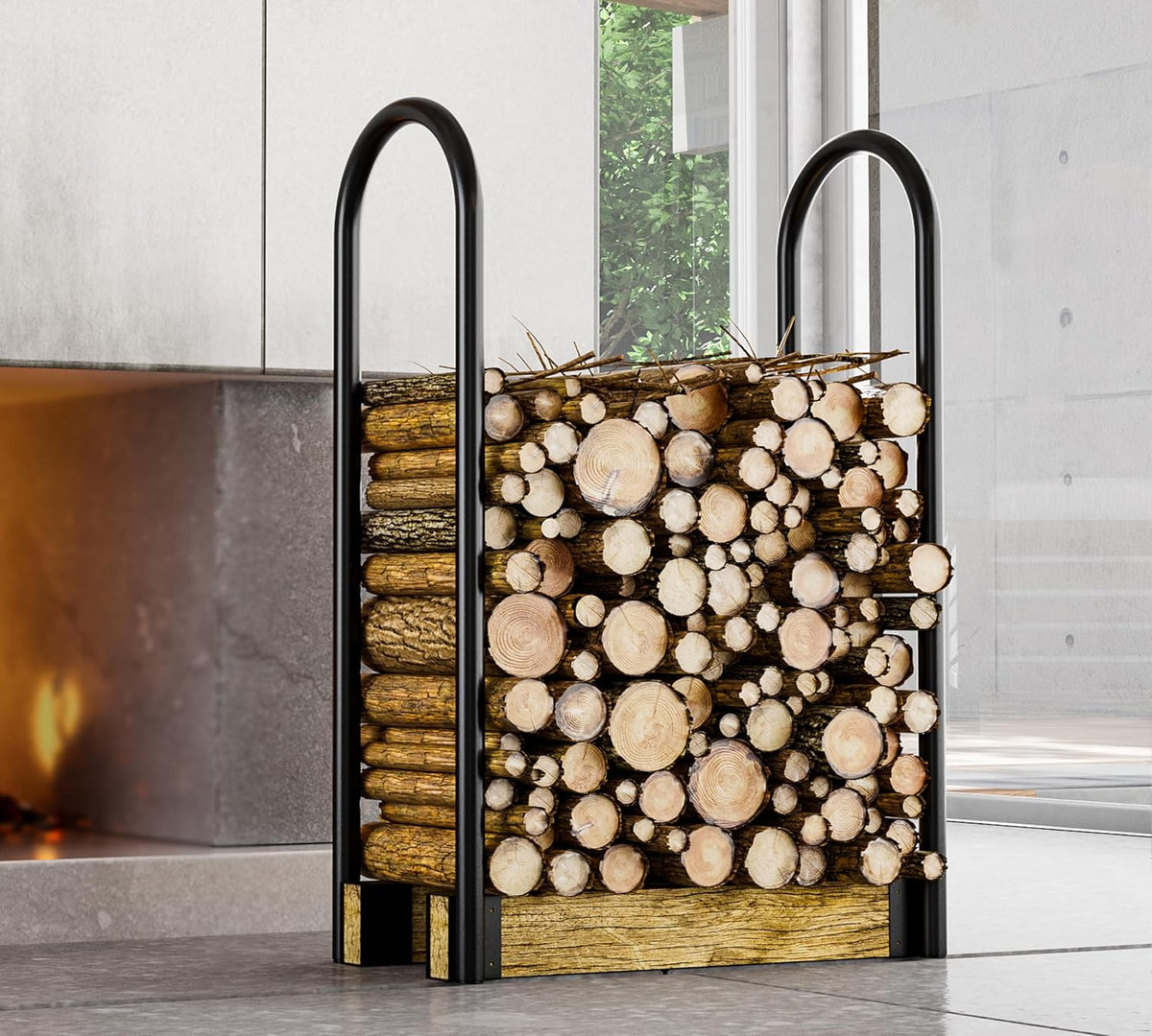 fire beauty adjustable firewood rack, indoor outdoor log, main product view