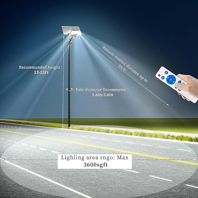 Ofuray Of-9800W Solar Street Lights Outdoor, 750000Lm Solar Parking Lot Lights - Image 6