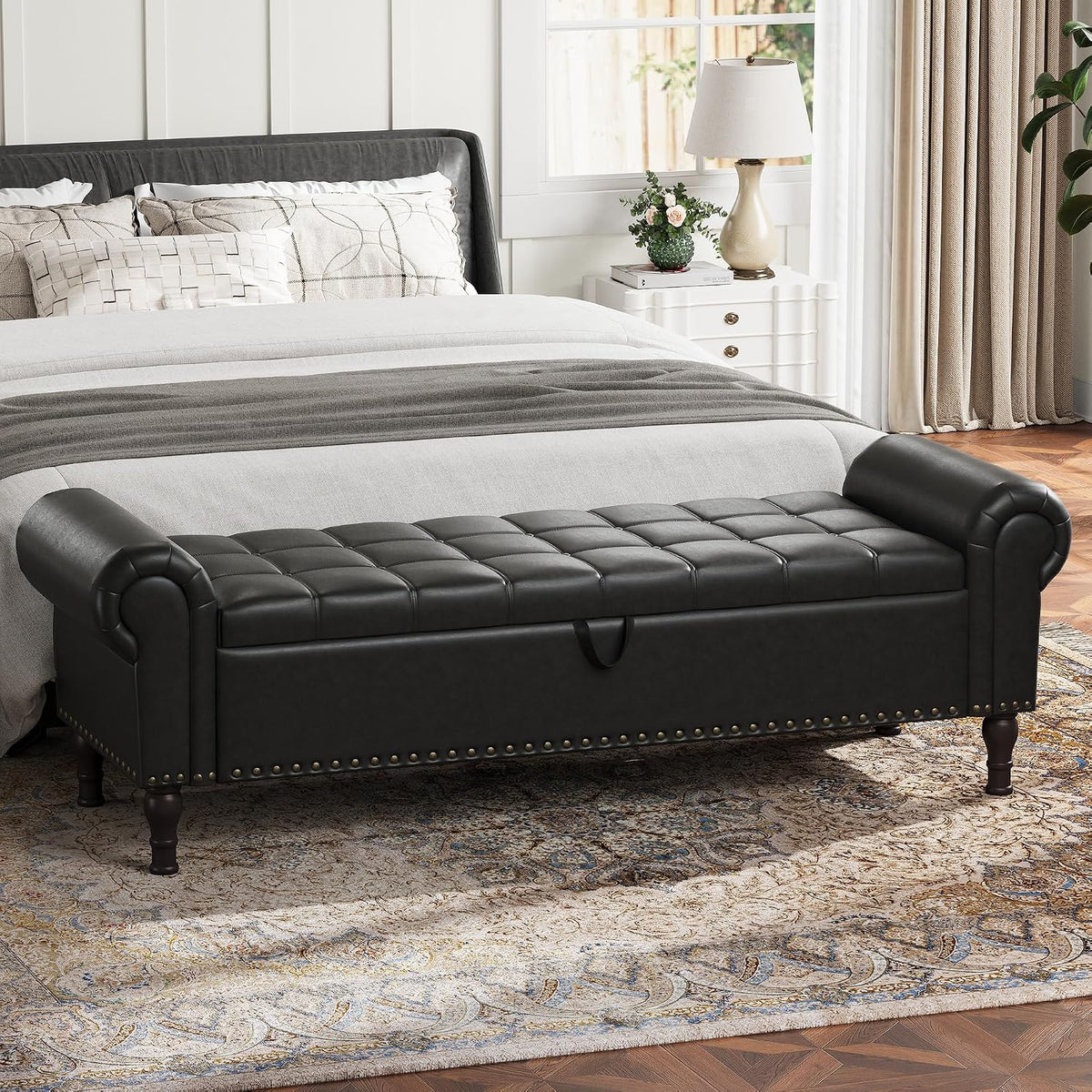 youdenova 60” ottoman with storage, upholstered storage ottoman, main product view