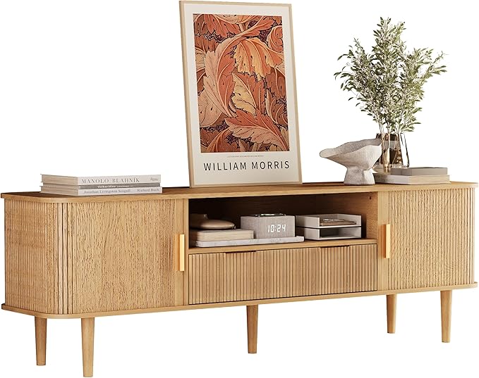 DAMCROP 62.4 Inch Fluted TV Stand, Modern Media Console Table - Image 8