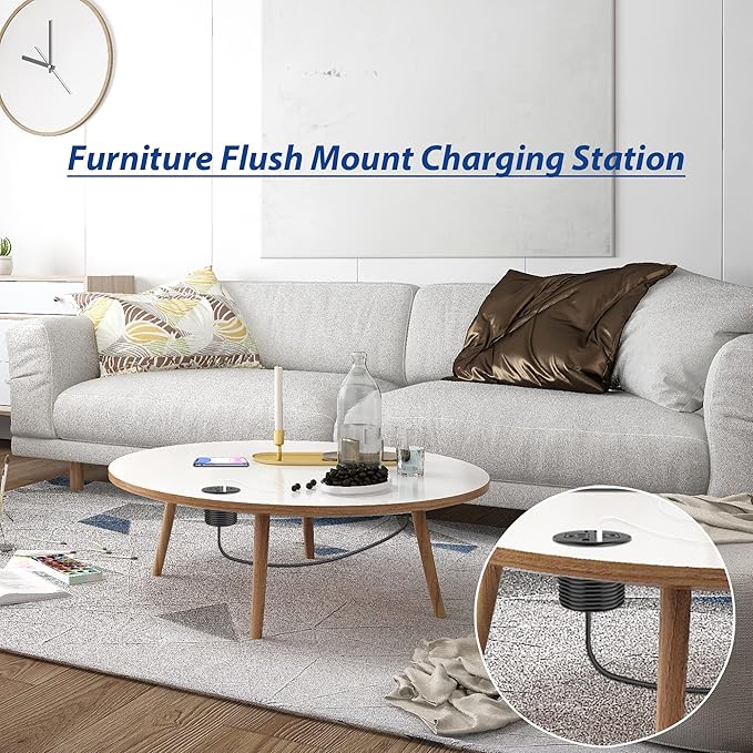 3 inch Desktop Power Grommet USB C, 20W Fast Charging Station, Furniture - Image 4