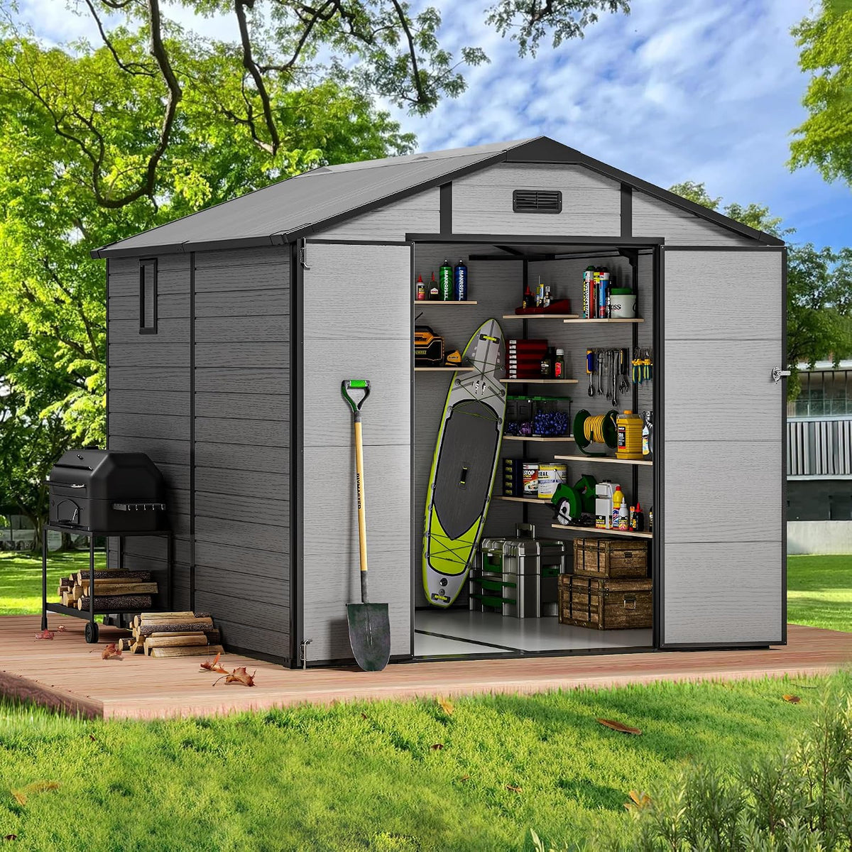 8x8 ft resin shed with floor & skylight, main product view