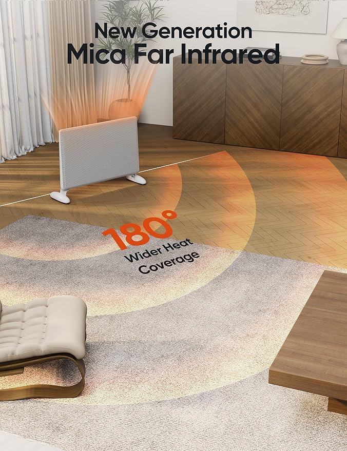 Ballu Mica Infrared Space Heater Indoor Use, Large Room Panel Heater - Image 3